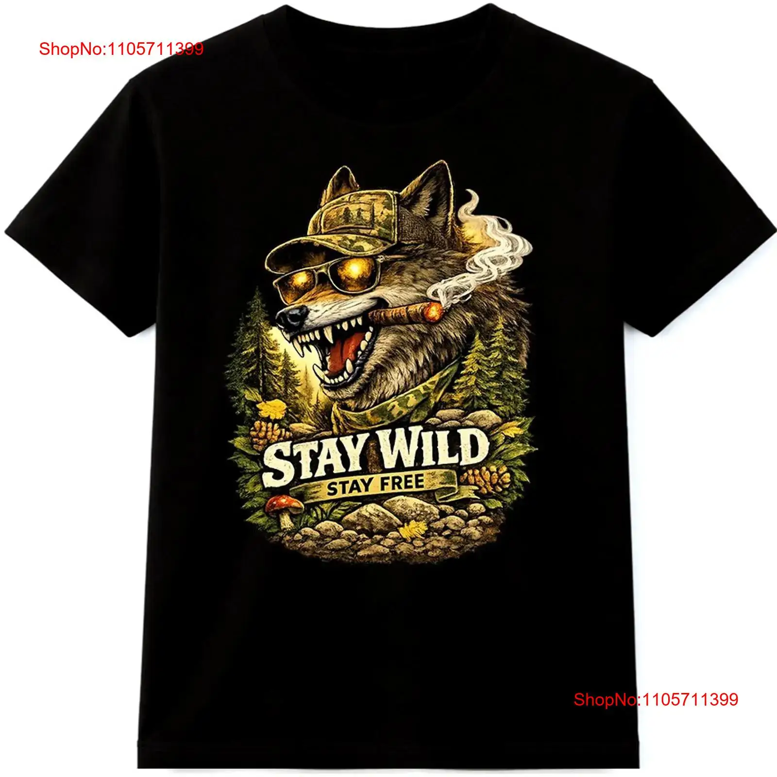 Wildman Hunting & Outdoor Price List - T-shirt Wolf Stay Wild Free, vêtements