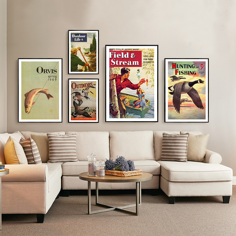 Affiche de pêche colorée vinta - Outdoor Hunting Paintings avis et prix