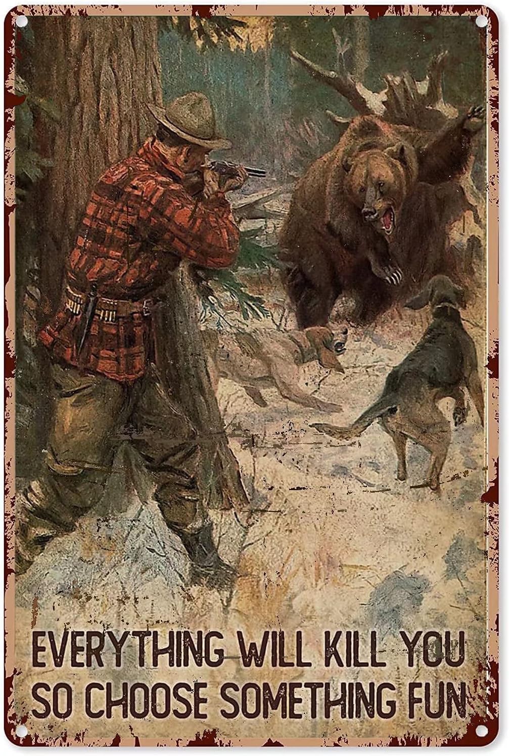 Panneau métallique en étain po - Outdoor Hunting Paintings avis et prix