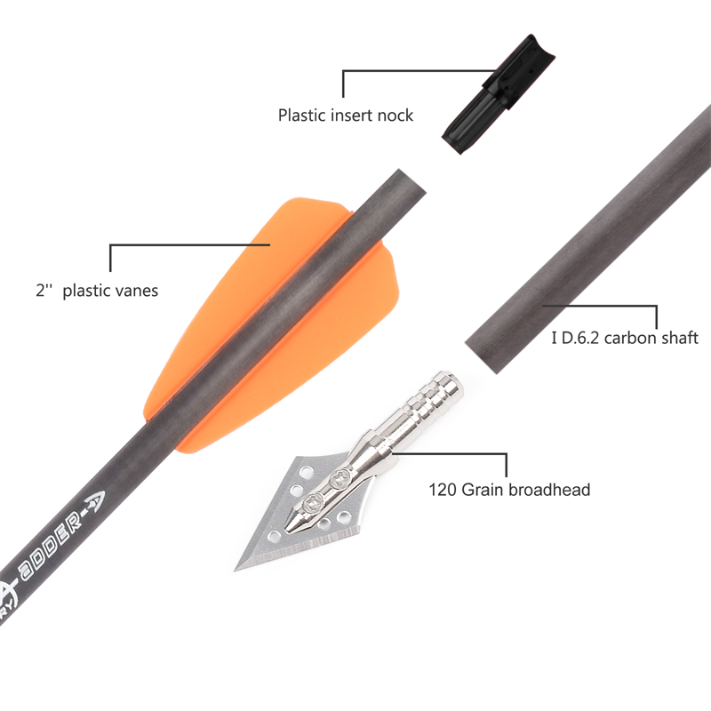 6 pièces R9 7.5 pouces Catbon  - Crossbow Bolt Broadhead avis et prix